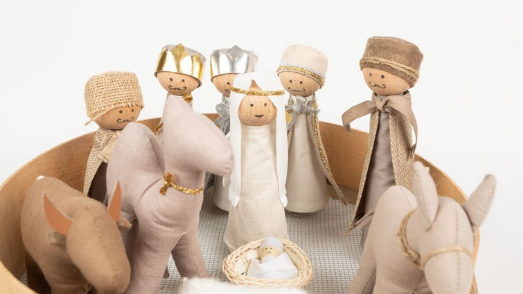 CRÈCHE DE NOËL EN BOIS DE HÊTRE, DURABLE, DÉCORATION 35CM DIAMÈTRE