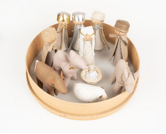 CRÈCHE DE NOËL EN BOIS DE HÊTRE, DURABLE, DÉCORATION 35CM DIAMÈTRE
